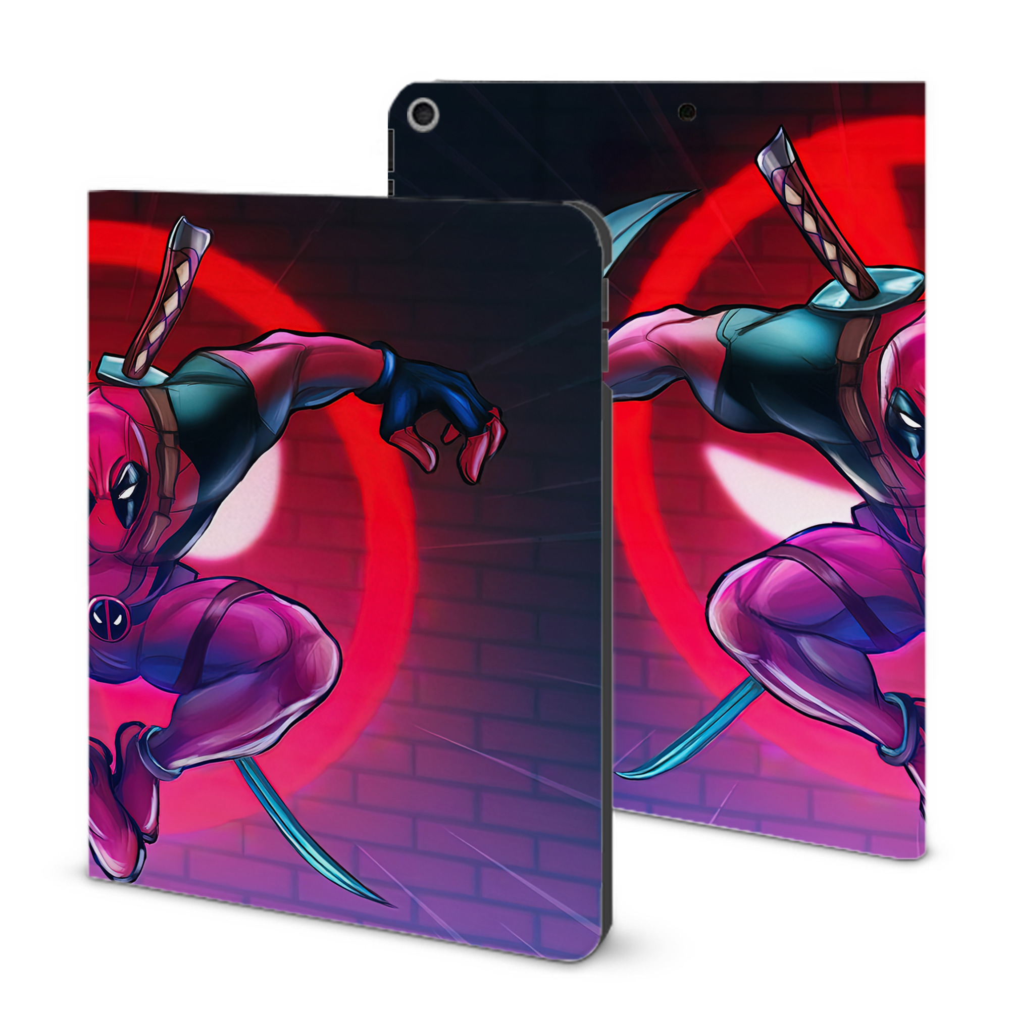 （画像用） Deadpool デッドプール IPad ケース ブック型 PUレザー TPU 耐衝撃 軽量 薄型 ペン収納なし 全面保護 IPad 各モデル対応